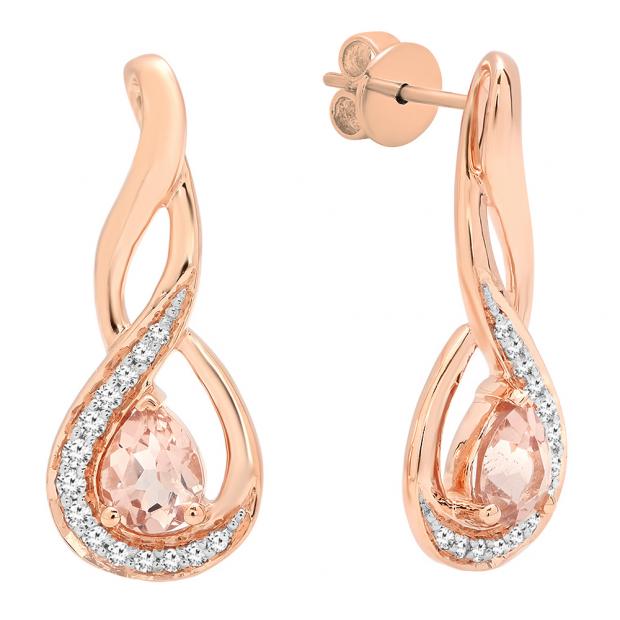 Available In 10K/14K/18K Gold Dazzlingrock Collection 5X4 MM Each Pear Gemstone & Round Diamond Ladies Infinity Teardrop Earrings