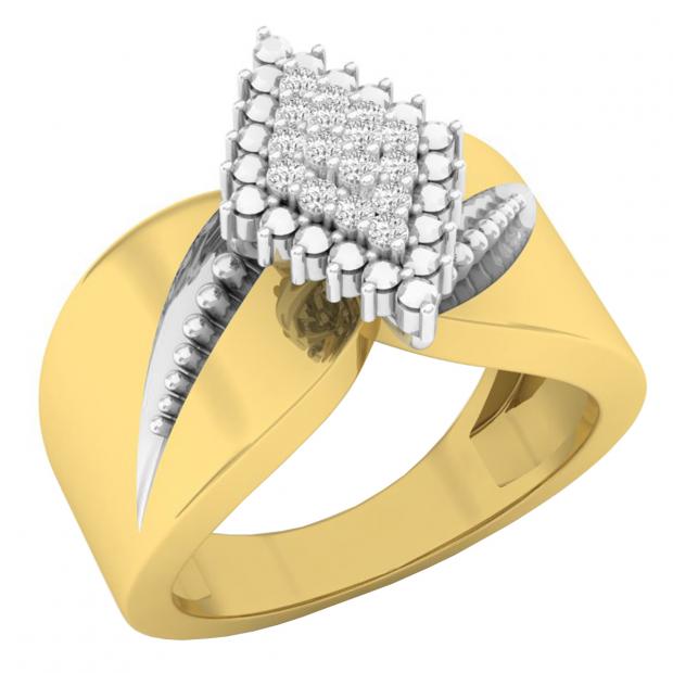 Buy 0.15 Carat (ctw) 18K Yellow Gold Round White Diamond Ladies Right Hand  Cluster Ring Online at Dazzling Rock