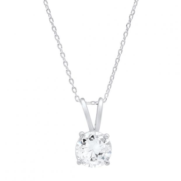 Buy Carat (ctw) 14K White Gold Round Cubic Zirconia CZ Ladies  Solitaire Pendant CT Online at Dazzling Rock