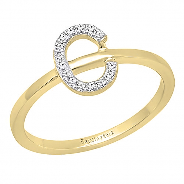 Letter D 14KT Yellow Gold Initial Ring