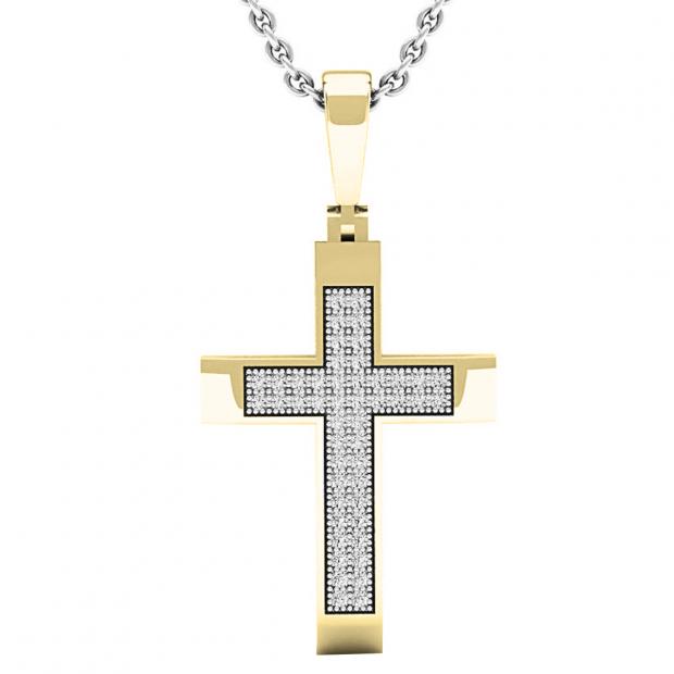 Dazzlingrock Collection 0.25 Carat 10K Gold Ankh Cross Pendant With Diamonds & Sterling Silver Chain