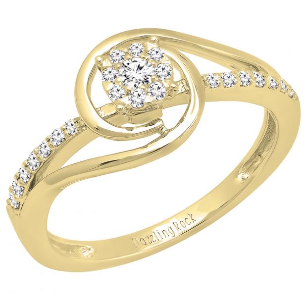Buy 0.25 Carat (ctw) 14K Yellow Gold Round Diamond Ladies Swirl