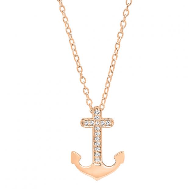 Buy Carat (ctw) 10K Rose Gold Round Diamond Ladies Anchor