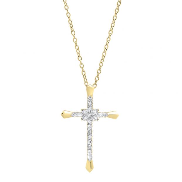 LADIES PENDANT WITH CHAIN 0.35CT ROUND DIAMOND 10K YELLOW GOLD LADIES PENDANT WITH CHAIN 0.35CT ROUND DIAMOND 10K YELLOW GOLD