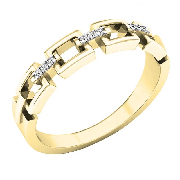 Buy 0.05 Carat (ctw) 10K Yellow Gold Round White Diamond Ladies Chain Link  Wedding Band Online at Dazzling Rock