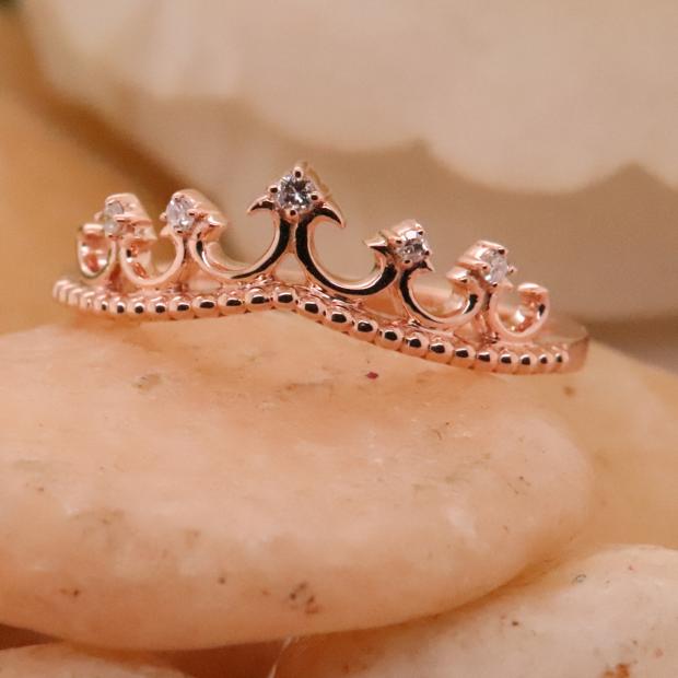 Rose gold crown hot sale engagement ring