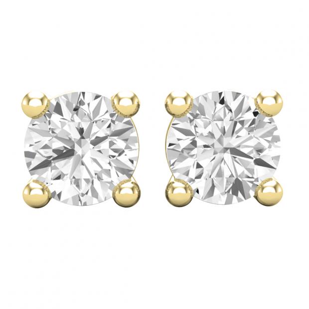 Yellow Gold Dazzlingrock Collection 14K 5.5 MM Each Round Gemstone & Diamond Ladies Solitaire Stud Earrings