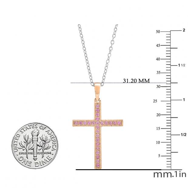 Buy 2.5 mm Round Pink Sapphire Ladies Religious Cross Pendant 14K