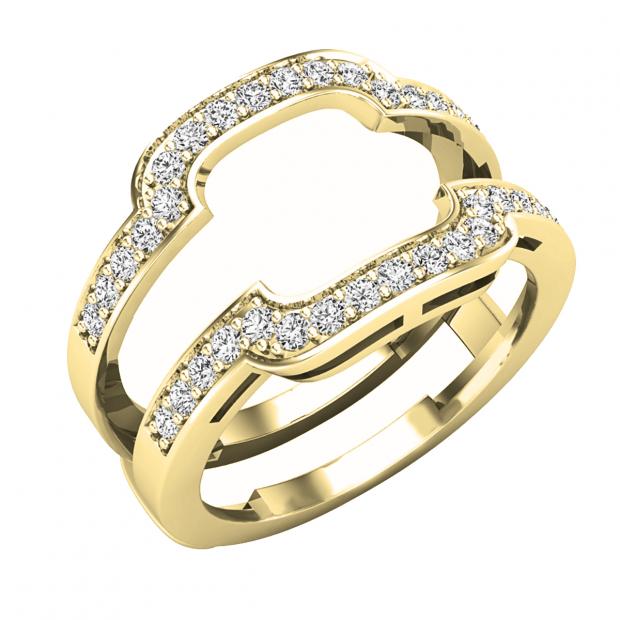 Showcase Collection White 14 Karat Diamond Ring Guard Wedding Band With