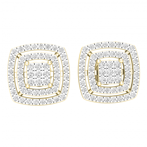 Cluster Stud Earrings with 0.50 Carat TW of Diamonds in 10kt White Gold