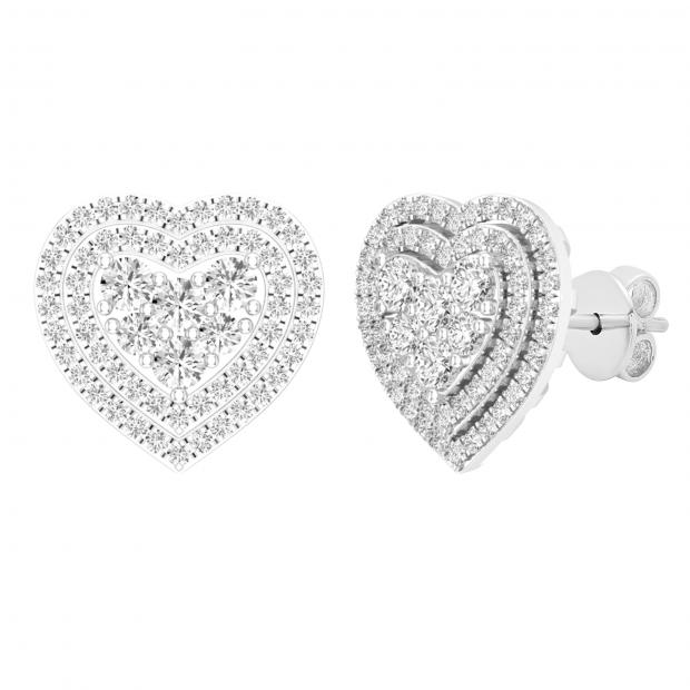 1 Carat (ctw) Diamond Heart Pendant Necklace in 14k White Gold (Silver Chai : 1 Carat (ctw) Platinum Heart Cut LAB GROWN Diamond