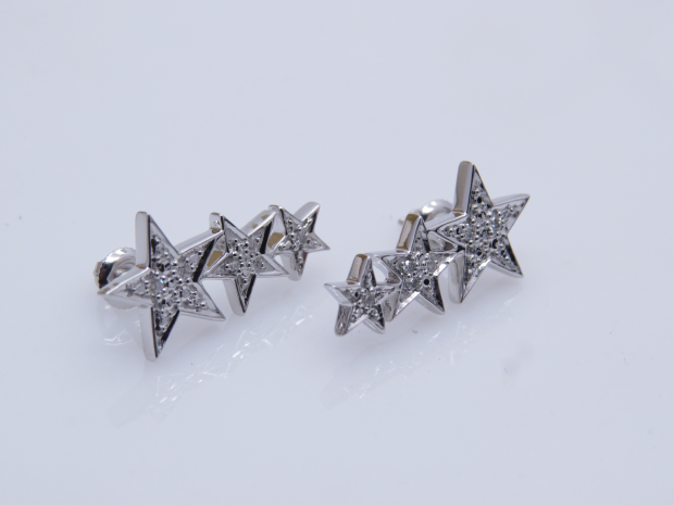 Buy 0.10 Carat (ctw) Round Diamond Ladies Star Shape Climber Stud