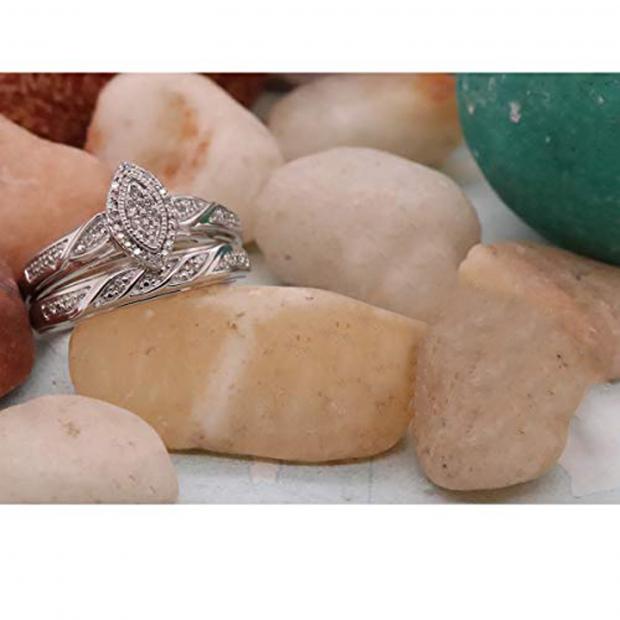Dazzlingrock Collection Diamond Trio Ring Set - Sterling Silver Unisex Engagement Rings (0.12 Ctw)