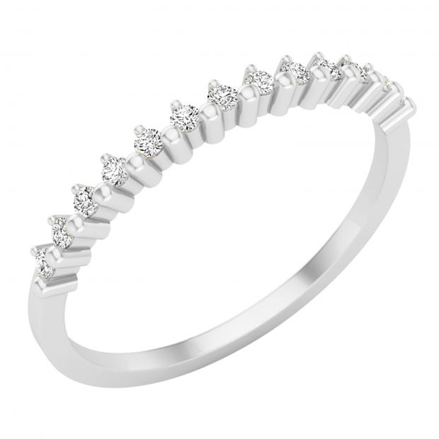 10K Gold Round White Diamond Ladies Stackable Wedding Band 1/10 CT ctw 0.10 Carat