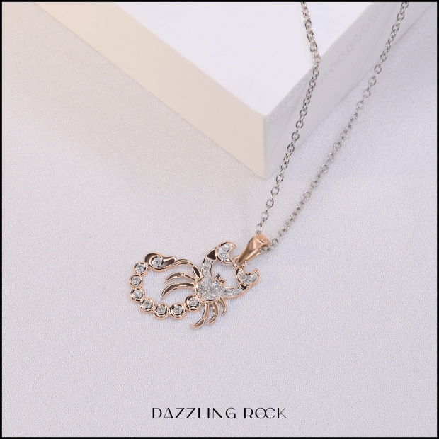 Diamond Swirl Cross Pendant Necklace - 0.25 Carat Round Diamonds, Sterling Silver
