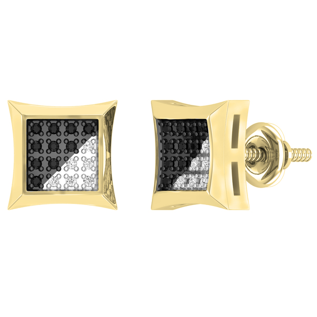 Buy 0.12 Carat ctw Round Black White Diamond Kite Shape Mens Hip Hop Stud Earrings 14K Yellow Gold Online at Dazzling Rock