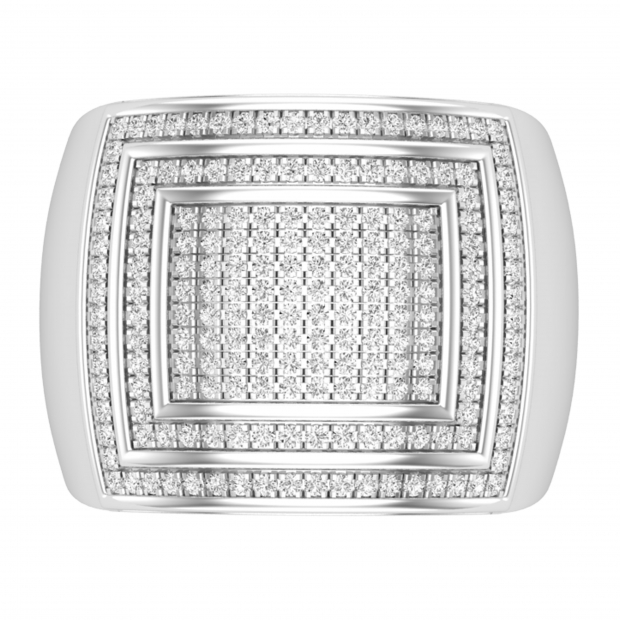 Men's diamond fashion micro pave silver ring