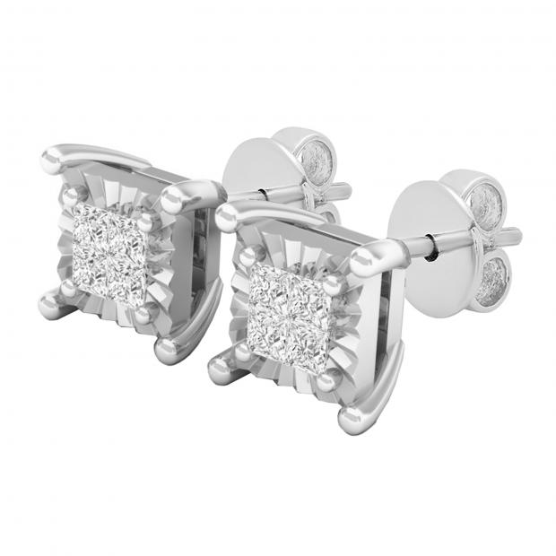 Dazzlingrock Collection IGI/DGLA Certified Diamond Stud Earrings - 0.55ctw, Sterling Silver, Screwback (Unisex)