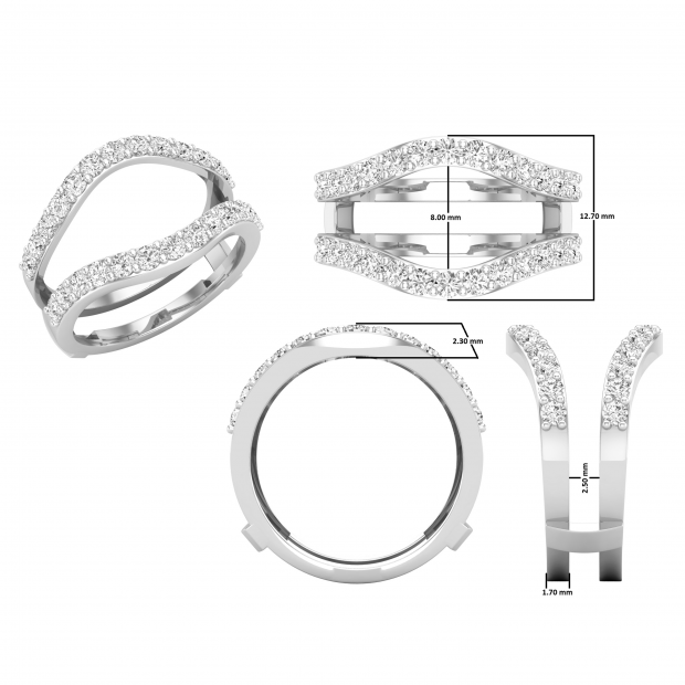 Buy 1.00 Carat (ctw) Round Diamond Ladies Wedding Enhancer Guard Double Ring  Band 1 CT Platinum Online at Dazzling Rock