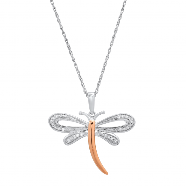 White Gold Charms - The White Gold Dragonfly Pendant