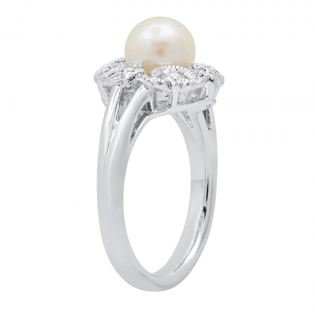 Diamond engagement ring on sale with pearl accents