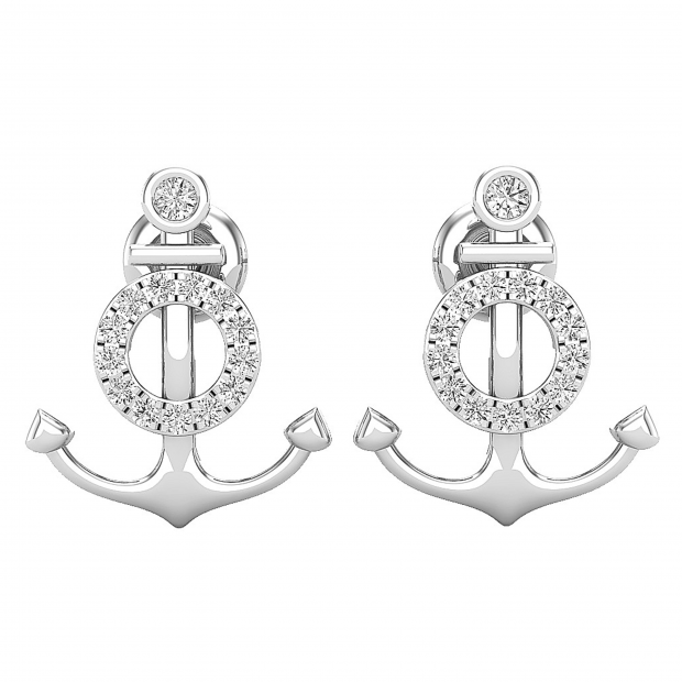 White gold anchor deals earrings