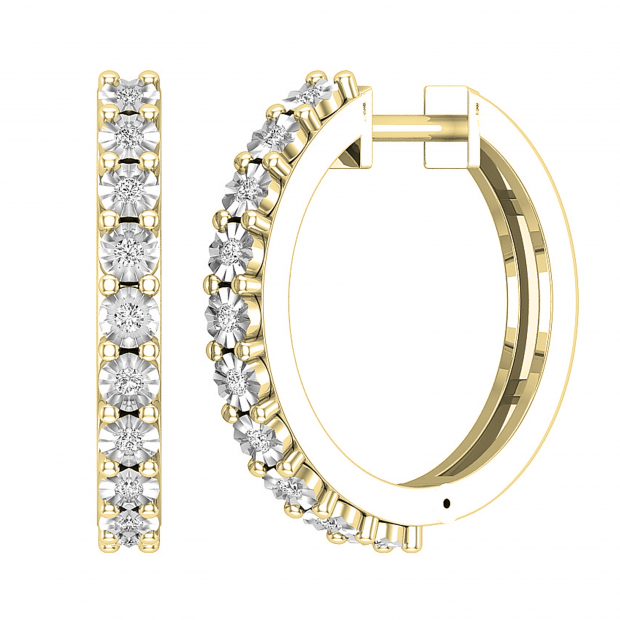 Buy 19.2 MM 0.15 Carat (ctw) Round White Diamond Ladies Huggies Hoop  Earrings, 14K Yellow Gold Online at Dazzlingrock.com