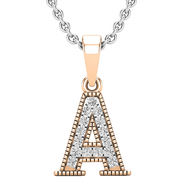 Buy 0.10 Carat (ctw) Round White Diamond Fancy Letter 'A' Initial Pendant  1/10 CT 18K Rose Gold Online at Dazzling Rock