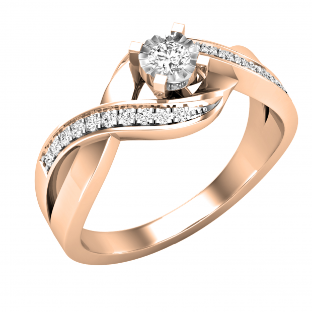 10K Gold Round Champagne & White Diamond Bridal Halo Style Swirl Promise Ring 1/5 CT ctw Dazzlingrock Collection 0.20 Carat