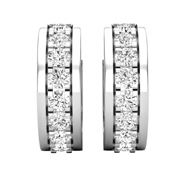 Buy 1.45 Carat (ctw) Round White Diamond Ladies Huggies Hoop Earrings 1 1/2  CT 10K White Gold Online at Dazzling Rock