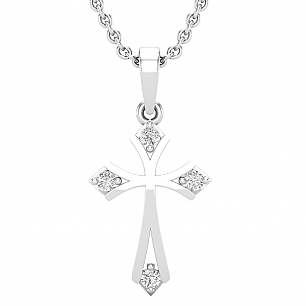Sterling Silver Dazzlingrock Collection Round Gemstone Ladies Cross Pendant Silver Chain Included 