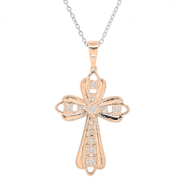 Dazzlingrock Collection 0.10 CTW 10K Gold Diamond Cross Pendant - Micro Pave Setting, 18" Chain - View #8