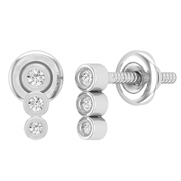 3 Stone Round Cut Twist Back Earrings