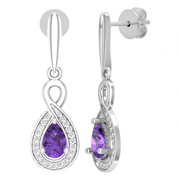 Dazzlingrock Collection 10K 6X4 MM Each Pear Gemstone & Round Diamond Ladies Halo Teardrop Stud Earrings Rose Gold 