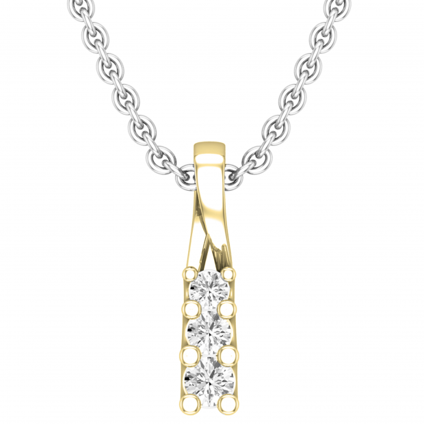 Trilogy Diamond Necklace in 14k White Gold (18 in) | Shane Co.