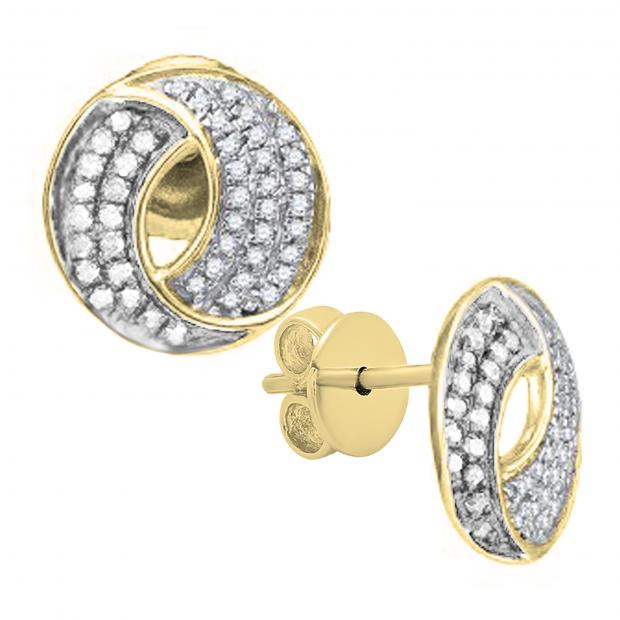 10K Yellow Gold Round Diamond Ladies Cross Stud Earrings 1/4 CT 0.25 Carat ctw 