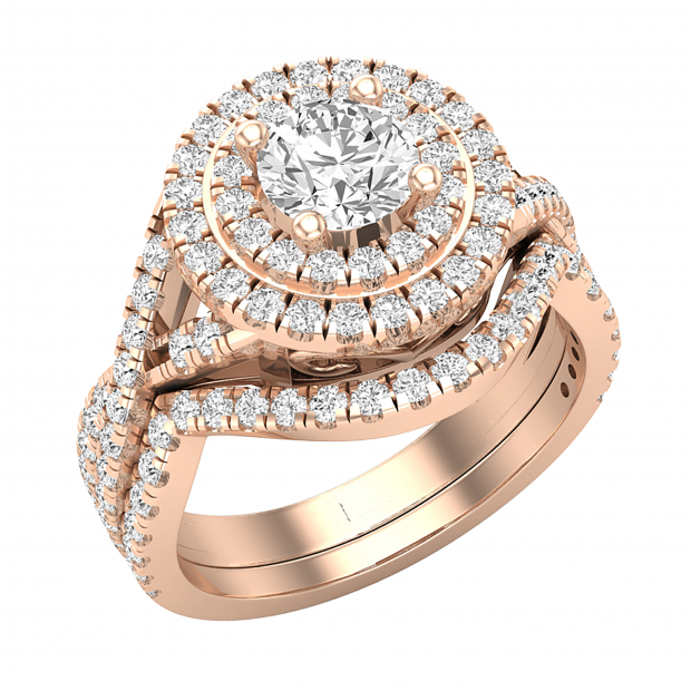 Sparkling Platinum, Rose Gold and Diamond Ring