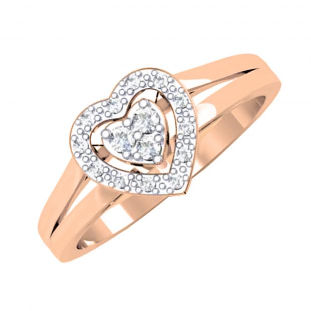 14K Round White Diamond Ladies Cluster Heart Shaped Promise Ring 1/10 CT Dazzlingrock Collection 0.10 Carat Yellow Gold ctw