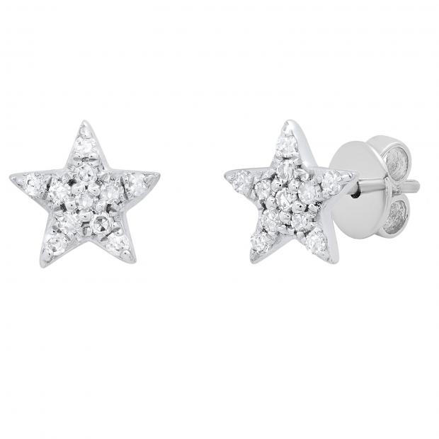 1/10 Ctw Star Cutout Round Cut Diamond Stud Earrings in 10K