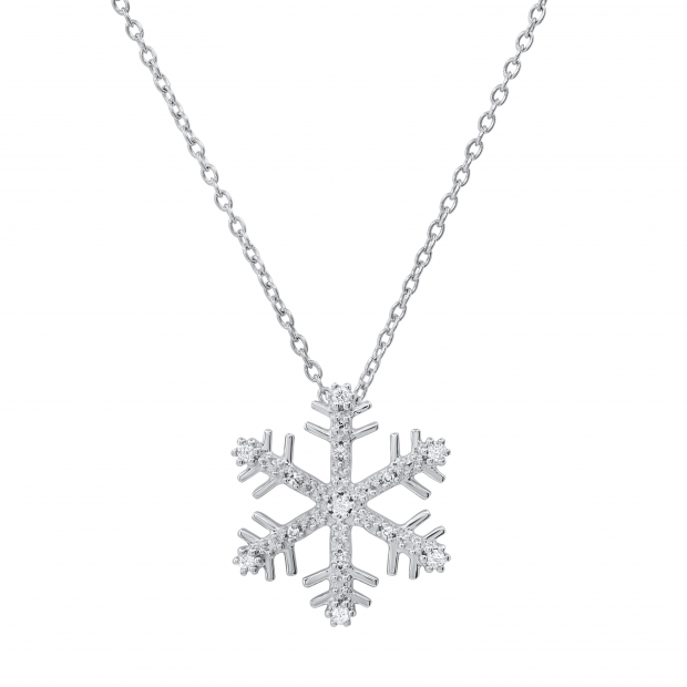 0.10 Carat (Ctw) Round White Diamond Ladies Snowflake Pendant 1/10 CT | 925 Sterling Silver