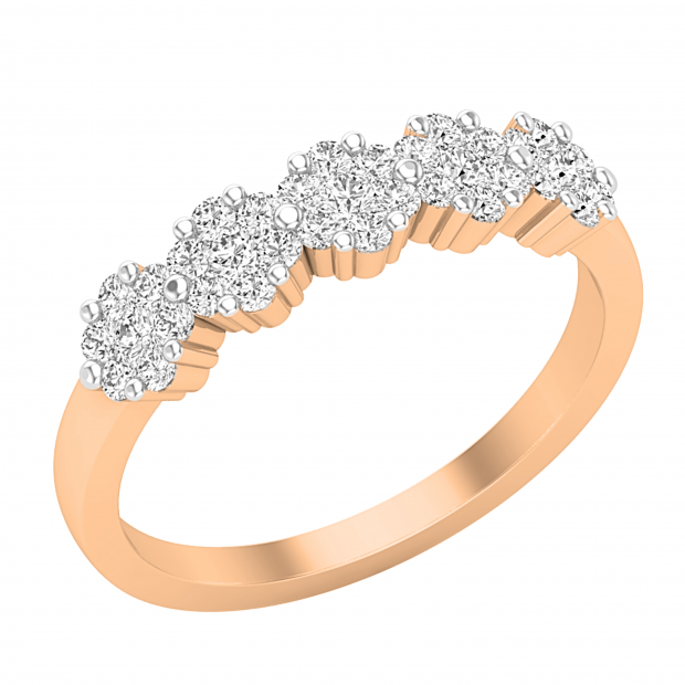 Dazzlingrock Collection 0.15 Carat ctw 10K Gold Round Diamond Ladies Cluster Flower Right Hand Ring
