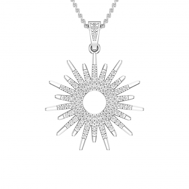 Buy Round White Diamond, Hollow Center Sun Rays Slider Pendant