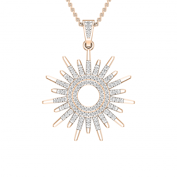 K10ローズゴールド MINI HALO NECKLACE Diamond Halo Necklace 1/4 ct tw Round-Cut 10K Rose Gold