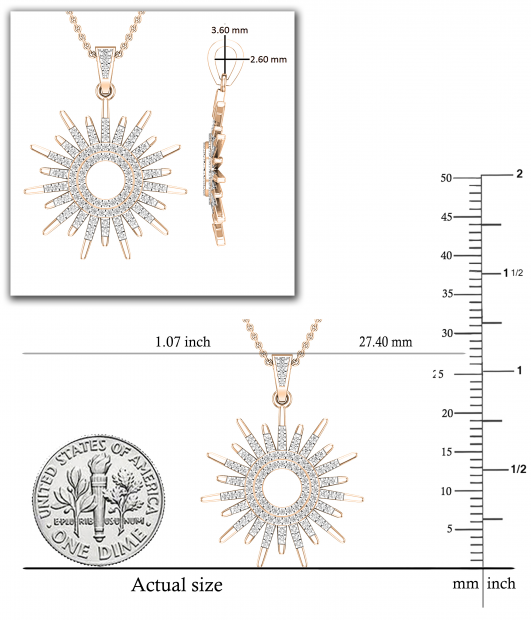 Buy Round White Diamond, Hollow Center Sun Rays Slider