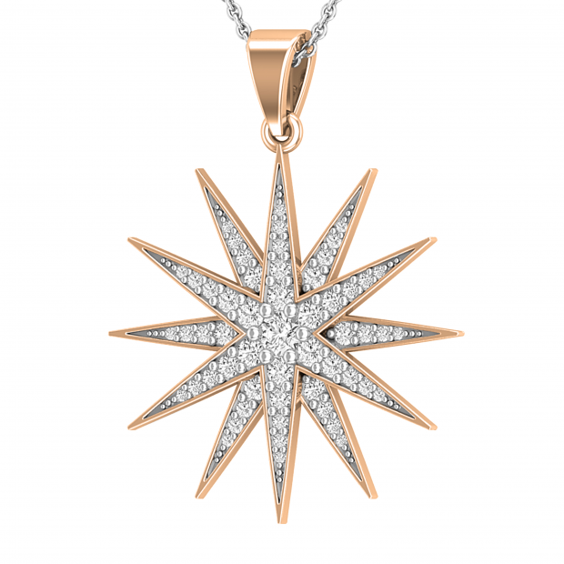 Buy Round White Diamond Cluster Contemporary Starburst Pendant