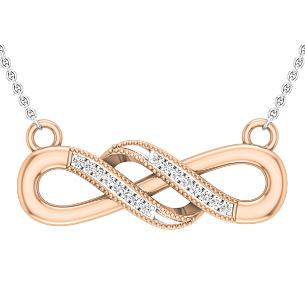 White Gold Necklace Double Infinity Pendant Swarovski Crystal