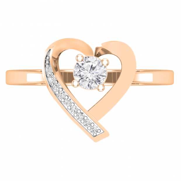 Buy Round White Diamond Outlined Ribbon Heart Promise Engagement