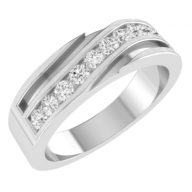 Buy Round White Diamond Diagonal Swirl Grooved Inset Engagement Ring for  Him (0.53 ctw Color I-J Clarity I1-I2) in 14K White Gold Online at Dazzling 