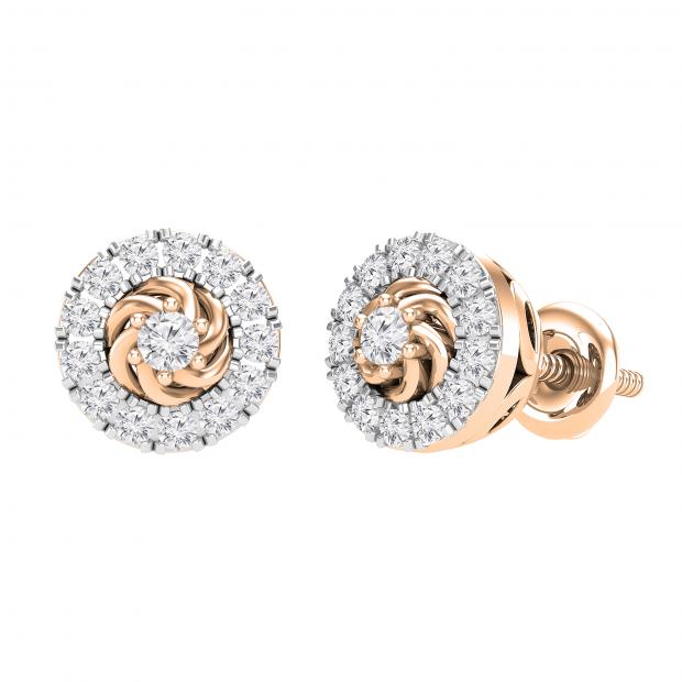 Stylish Rose Gold Diamond Earrings 18K Rose Gold