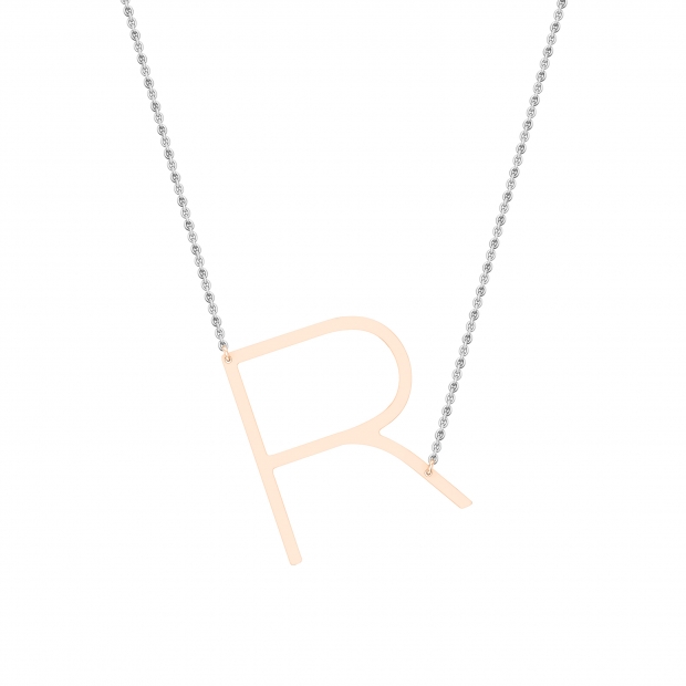 Buy Uppercase Alphabet 'R' Initial Sideway Pendant with 18 inch Silver ...